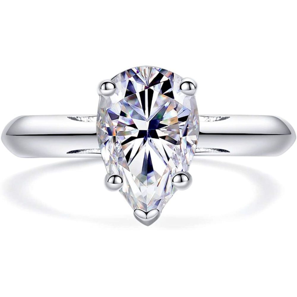 2.5 cttw Pear Moissanite Diamond Solitaire Ring